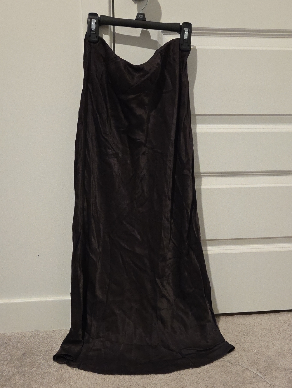 Anthropologie Dark Brown Satin-Like Maxi Skirt